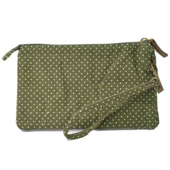 Handtasche Patchwork Kosmetiktasche Geldbörse Punkte grün